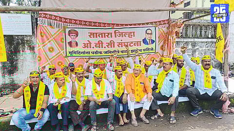 OBC activists stage dharna in Satara opposing Maratha reservation decision and Kunbi record inclusion.