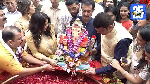 CM Devendra Fadnavis immerses Ganesh at Varsha Bungalow