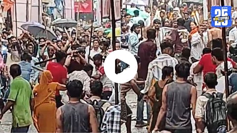 Police inspect the Kandivali Lalji Pada area after a violent clash between two groups that left one elderly man dead and many injured.