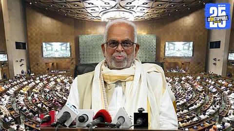 B Sudarshan Reddy addressing the media after Vice President election defeat.