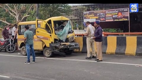 School bus and van collision at Manakapur Chowk, seven children injured, two critical.