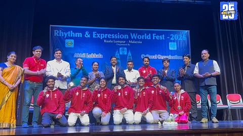 Vidya Pratishthan’s ‘PATI’ team from Baramati celebrating their gold medal win at the Rhythm & Expression World Fest in Kuala Lumpur.
