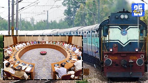Prime Minister Narendra Modi during the announcement of four new railway projects, marking a major step toward strengthening India’s rail network and Maharashtra’s development.