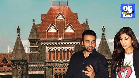 Actress Shilpa Shetty and businessman Raj Kundra photographed outside Bombay High Court after the court ordered Kundra to deposit ₹60 crore before traveling abroad.