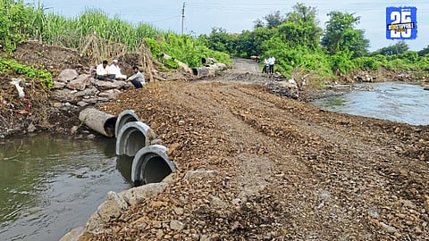 “Kategaon bridge in Barshi Taluka restored after heavy rains; road repaired for smooth traffic.”