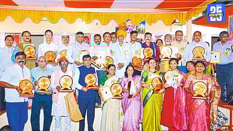 MP Nilesh Lanke presenting literature awards at Kangan, highlighting the role of literature in promoting human values and compassion.