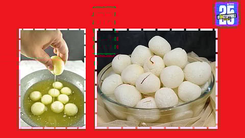 A close-up view of white Rasgullas—learn how to detect whether they are pure or adulterated with simple home methods.