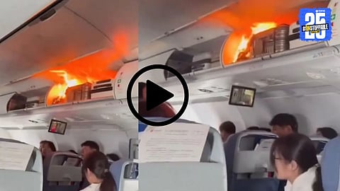 Flames and smoke were seen from a China-based passenger aircraft forcing pilots to make an emergency landing — all passengers safely evacuated.