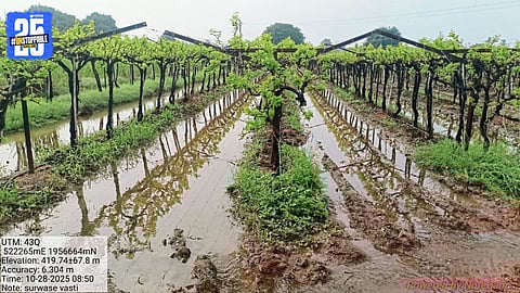 Rain clouds over Bhandishegav — 68 mm recorded by Revenue officials, but Skymet data shows ‘zero’.