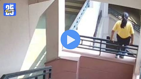CCTV footage shows a 9-year-old student jumping from the fourth floor of Neerja Modi School, Jaipur. Family alleges teacher harassment and evidence tampering.