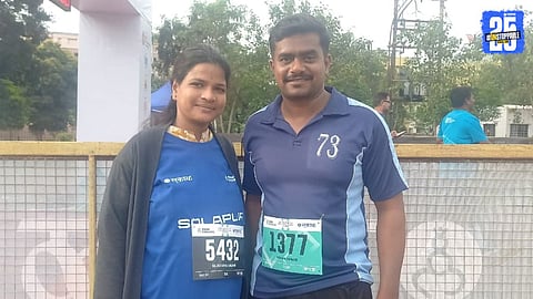 Radhika Narale from Solapur runs 5 km in the 10K marathon while pregnant, inspiring thousands with her courage.