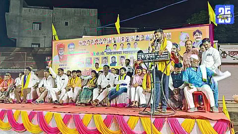 OBC leader Laxman Hake addressing the media, demanding cancellation of the September 2 GR and questioning the government’s move on reservation.