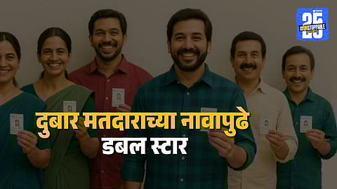 Election officials marking duplicate voters with a double star to ensure fair and transparent municipal elections.