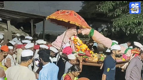 “Devotees welcome Goddess Yamai to Shendurjane with fireworks, songs, and deep devotion during her return procession.”