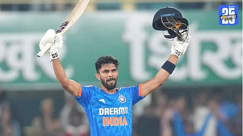 Ruturaj Gaikwad celebrates his century as India A defeats South Africa A by four wickets in the One-Day series.