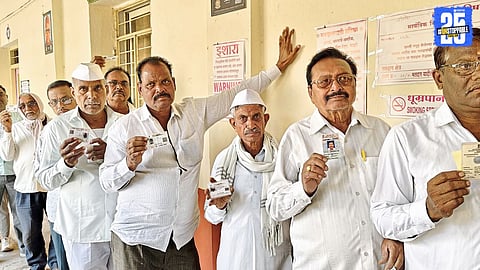 “Long queues at Shrigonda polling booths; voters participate enthusiastically throughout the day.”