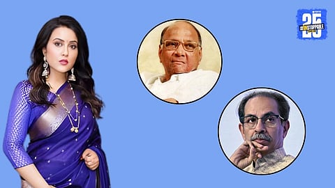 Amruta Fadnavis during her interview where she compared Uddhav Thackeray to the ‘Sholay’ jailer and referred to Sharad Pawar as ‘Don’.
