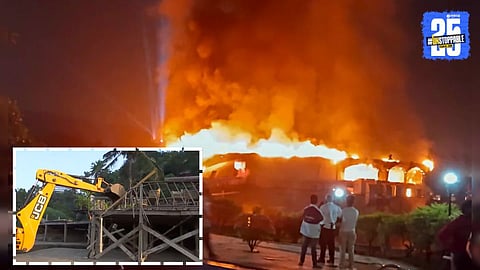 Scene of the Romeo Lane Beach Night Club in Goa where a massive fire broke out, prompting the government to initiate demolition action.
