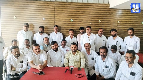 Maratha activists during a meeting opposing Kunbi candidature under the OBC reservation quota.