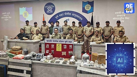 Pune police caught hydroponic ganja and literature.