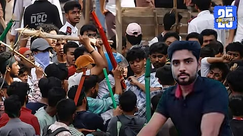 A symbolic image representing violence against Hindu minorities in Bangladesh, highlighting growing concerns over mob attacks and human rights violations.