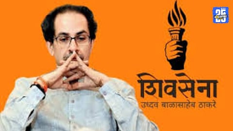 Senior Shiv Sena leaders in Solapur announcing their resignation amid political unrest.