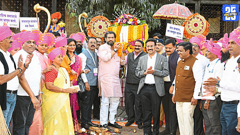 Granthdindi procession creating a vibrant literary and cultural atmosphere at the 99th Marathi Sahitya Sammelan in Satara.