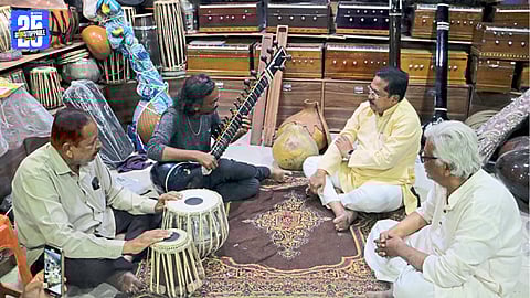 BJP leader Prithviraj Patil interacting with Miraj instrument makers