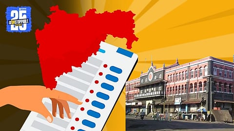 Political candidates and workers discuss voter turnout and cross voting trends ahead of vote counting in Kolhapur.