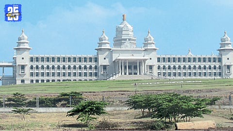A view of Suvarna Soudha in Belagavi, where the long-pending MLA Bhavan proposal remains stalled.