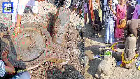 Historic Find in Kalamb: Excavation Reveals Shivling and Nandi