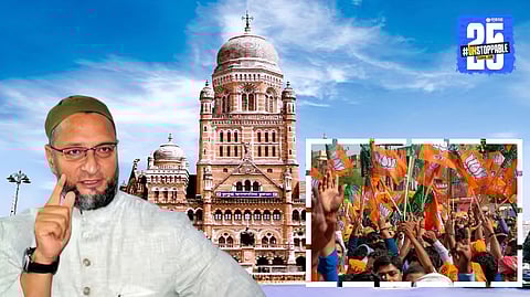 AIMIM chief and MP Asaduddin Owaisi addressing the media after clearly stating that his party will not support the BJP or NDA alliance in Maharashtra