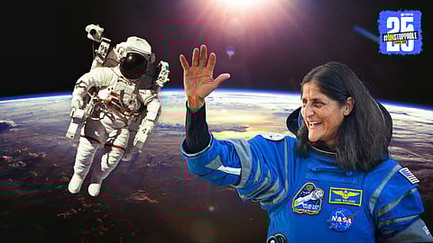 Sunita Williams, the trailblazing NASA astronaut of Indian origin, captured during her record-setting career, having spent 608 days in space across three missions before her retirement in December 2025.