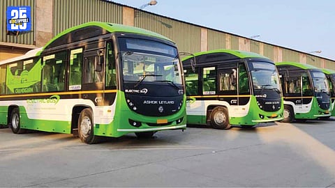 Under-construction e-bus depot and charging infrastructure in Kolhapur city.