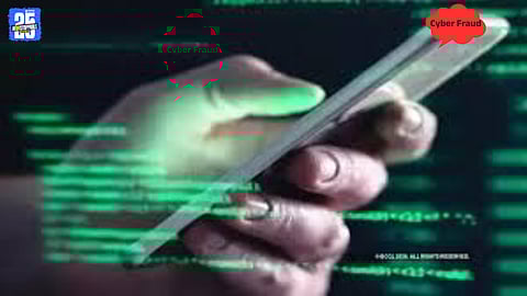 Cybercrime warning displayed on a smartphone highlighting e-challan scam risks.