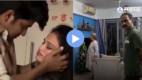 A viral moment captured as a boyfriend carries his drunk girlfriend home, only to be stunned by her father opening the door, creating a hilarious and shocking scene.