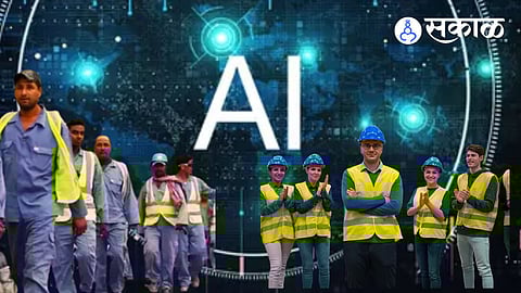 Young professionals and skilled workers adapting to blue-collar careers amid rapid AI-driven changes in the global job market.