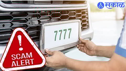 Vehicle owners at an HSRP fitment center amid complaints of extra charges.