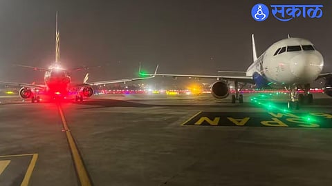 Air India and IndiGo aircraft seen parked at Mumbai Airport after their wings reportedly collided during ground movement, preventing a major aviation accident.