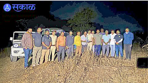 Forest officials and rescue teams using thermal drones to track a leopard in Shirala.