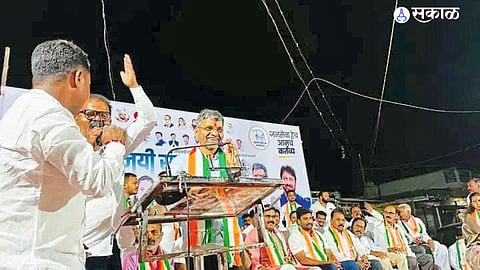MP Nilesh Lanke addressing a Nationalist Congress Party rally at Katarkhatav.