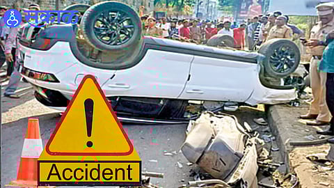 Police investigate the Shahumill Chowk accident