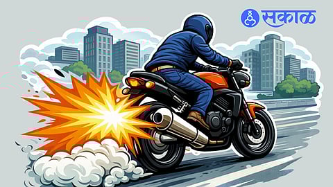 A modified motorcycle creating loud