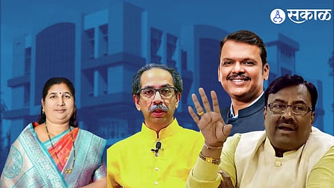 BJP and Shiv Sena (UBT) leaders after announcing power-sharing agreement following the Chandrapur Municipal Corporation mayoral election.