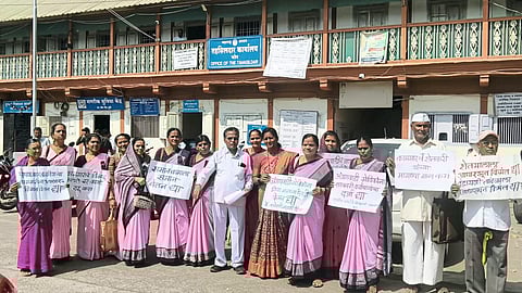 अंगणवाडी सेविकांचे भोरमध्ये निदर्शन