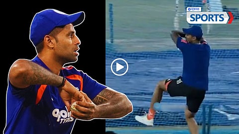 Practice Like Champions: Suryakumar Yadav Mimics Usman Tariq’s Bowling Action Ahead of India vs Pakistan Clash