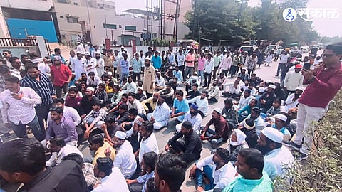 Angry residents block a road in Beed demanding action after a child’s death due to an exposed transformer.