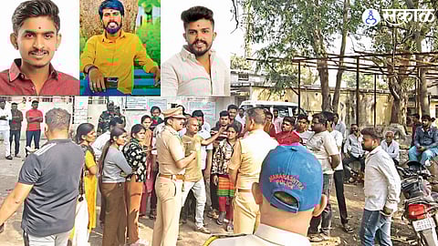 Police investigate the scene after a fatal tempo and motorcycle collision in Solapur.