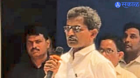 Senior police officials during the announcement of Maoist leader Devji’s surrender in Telangana.