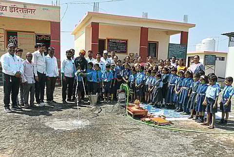 बेल्ह्याच्या इंदिरानगर शाळेत जलपूजन